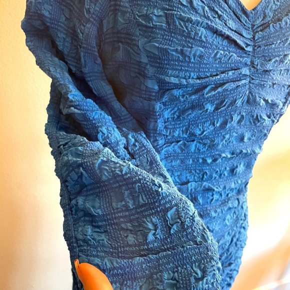 Zara Blue Textured Midi Dress - Picture 5 of 8